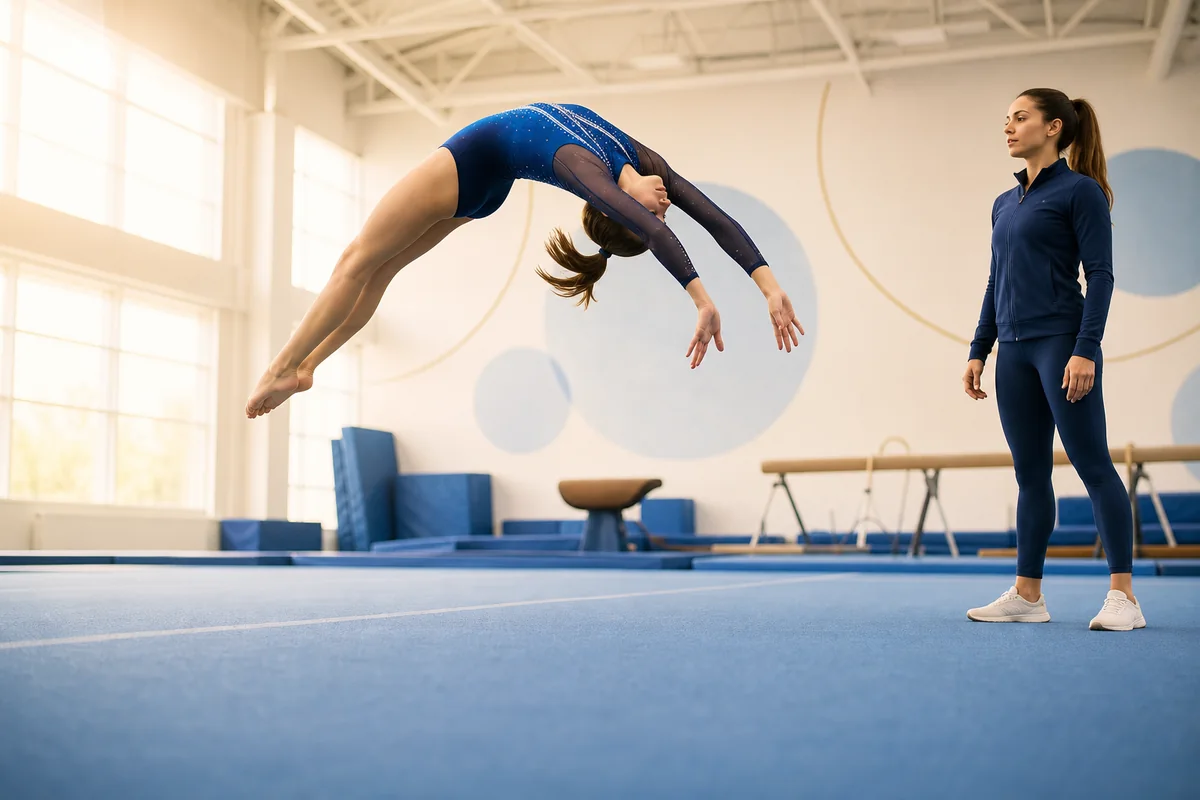Gymnast practising tumbling